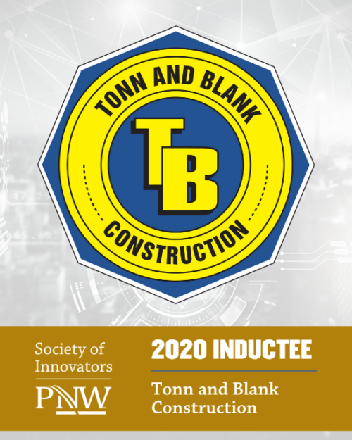 Tonn and Blank Construction logo abut Society of Innovators PNW 2020 Inductee