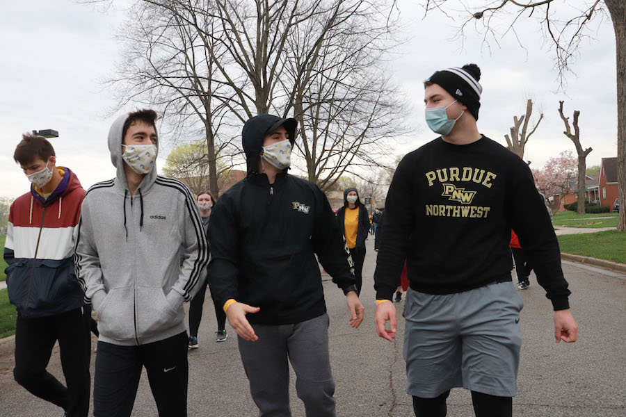 Students walking in 5K walk.