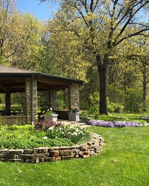 A shelter at Gabis Arborteum at Purdue University Northwest