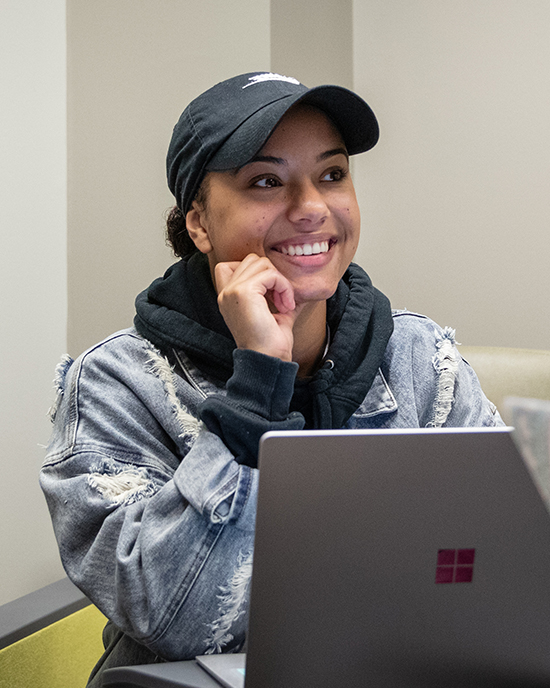 Student using laptop