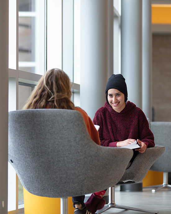 Students talk on PNW's Westville campus