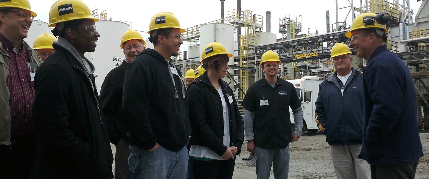 Students in the Environmental Health and Safety concentration of Purdue Northwest’s Organizational Leadership and Supervision major at a field experience.