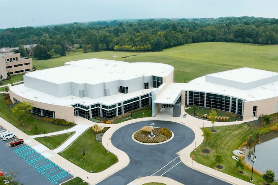 An aerial shot of DSAC is pictured.