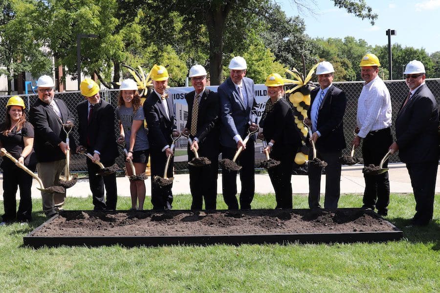 Breaking ground on the Bioscience building.