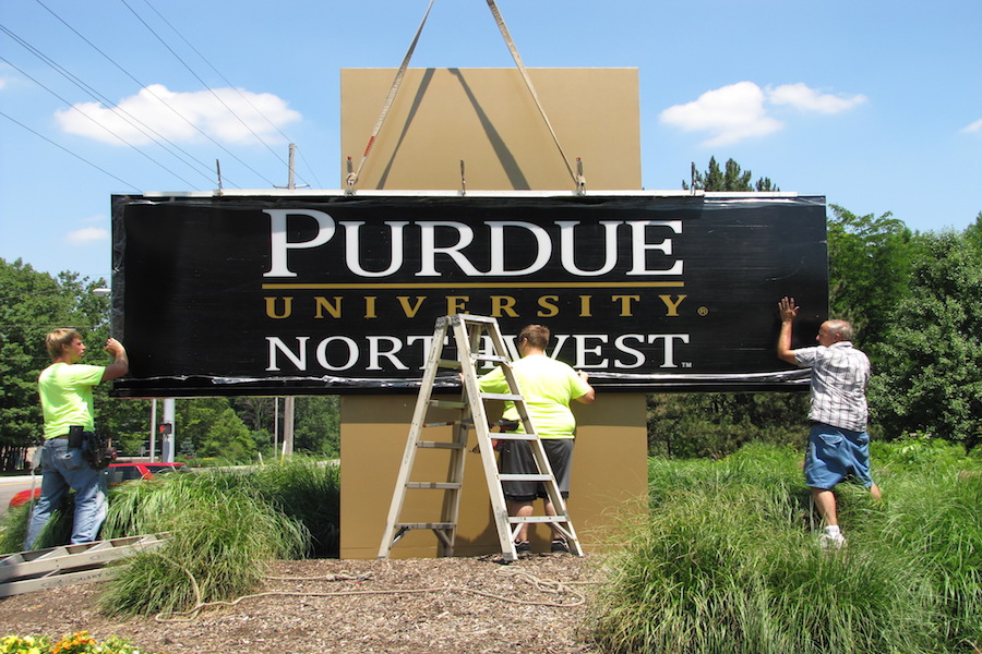 PNW Westville sign is installed.