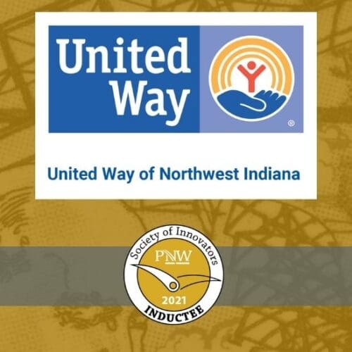 Logo for United Way of Northwest Indiana above Society of Innovators Seal