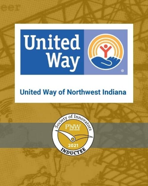 Logo for United Way of Northwest Indiana above Society of Innovators Seal