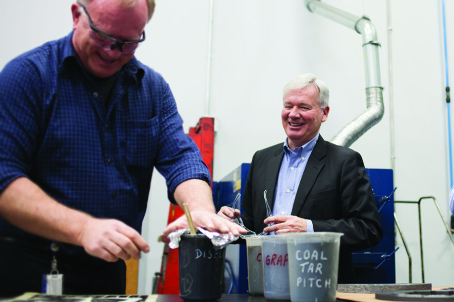 David Roberts touring a factory