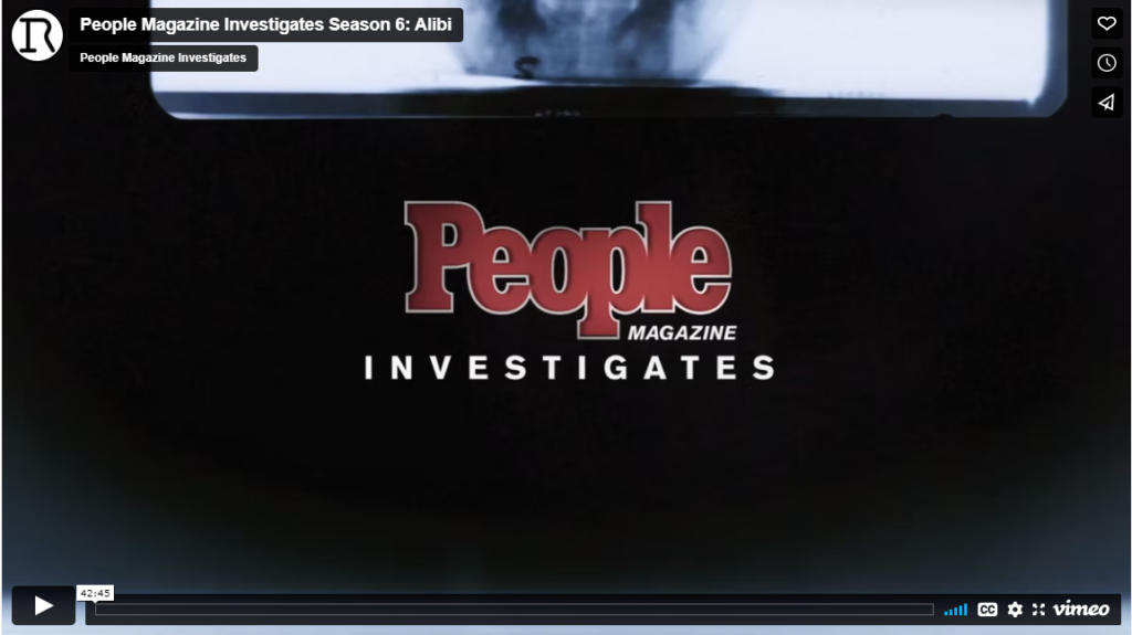Screenshot of a paused video that reads "People Magazine Investigates