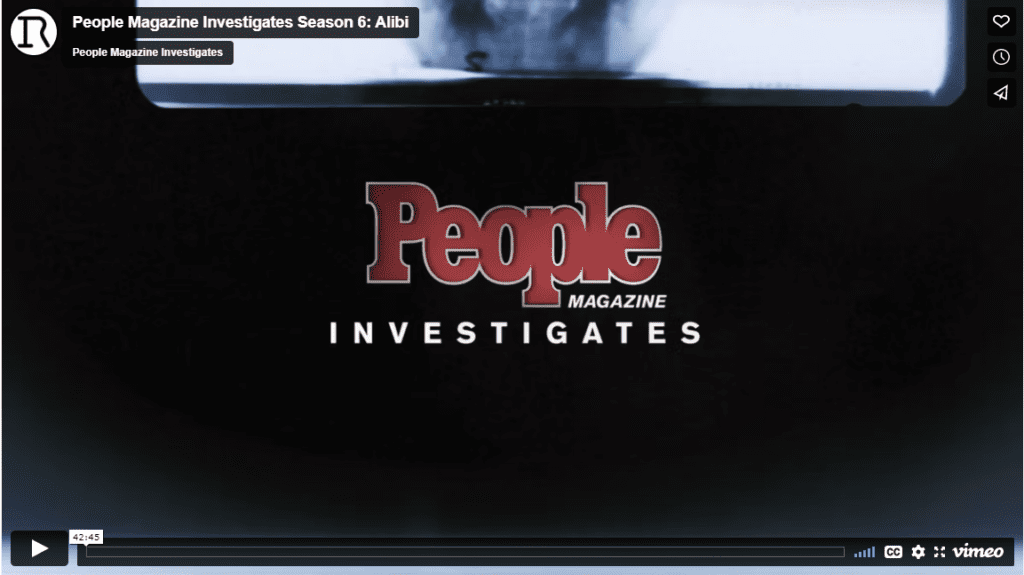 Screenshot of a paused video that reads "People Magazine Investigates