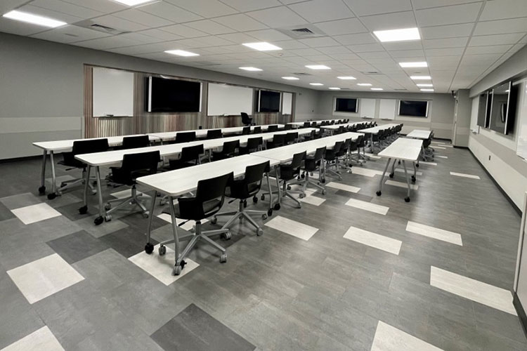 Chairs and tables in a classroom