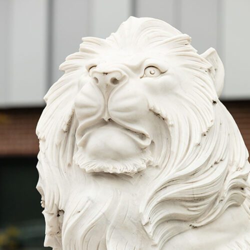 A sculpture of a lion at Purdue Northwest
