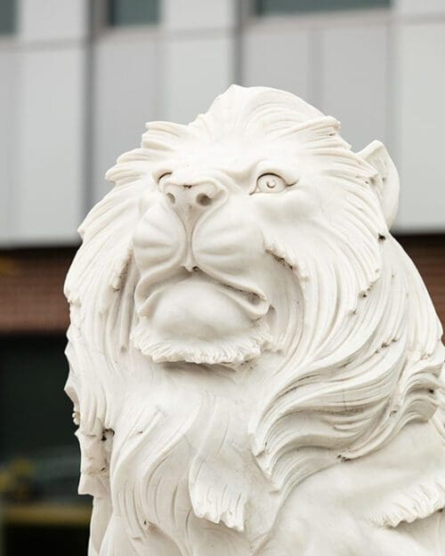 A sculpture of a lion at Purdue Northwest