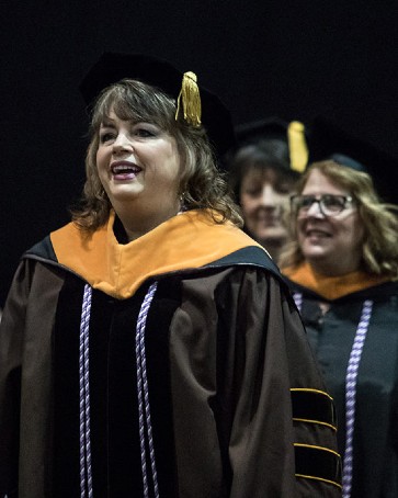 Faculty members march at commencement