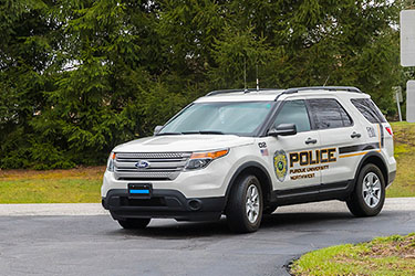 A PNW police cruiser on Westville campus