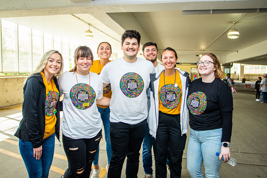 Students pose together during the Hispanic Heritage Festival