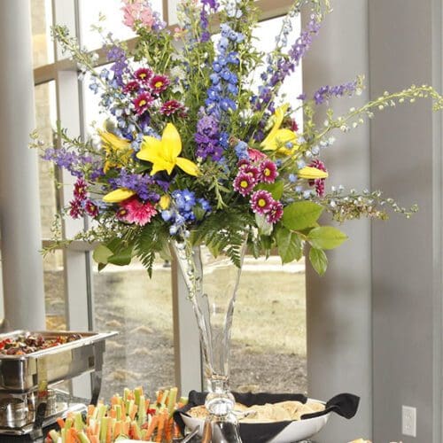 Flowers on a table at Founders Day