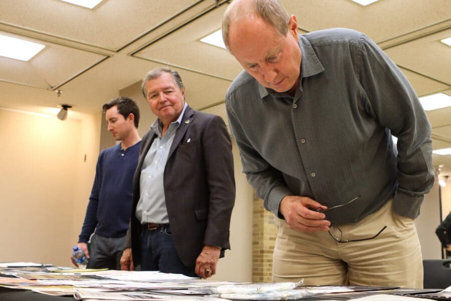 Visitors at the dedication were able to view the new time capsule’s contents before sealing and storage.