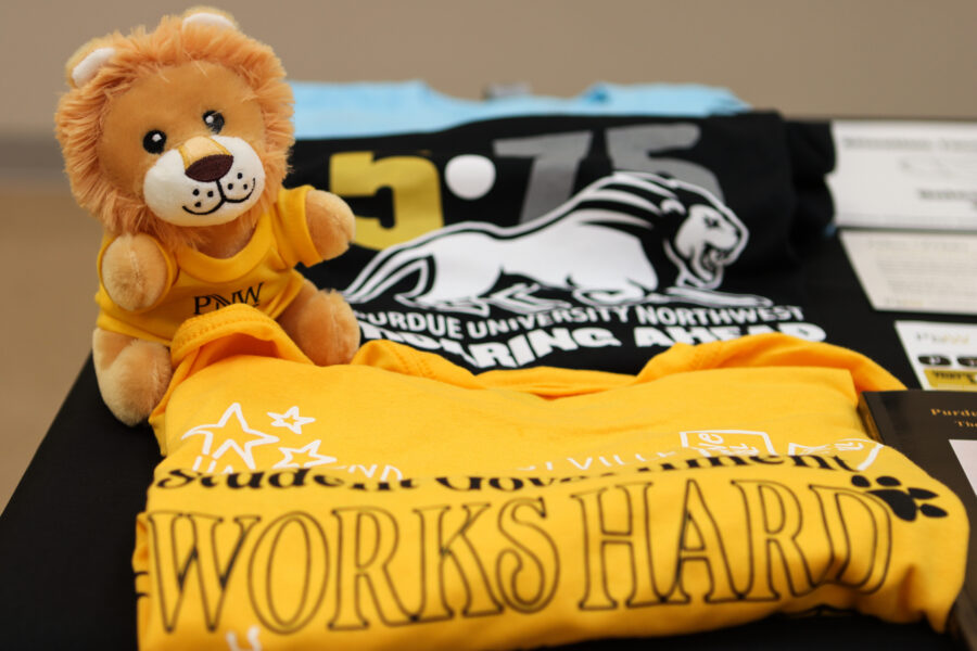 Some of the contributed items to the time capsule included a plush lion from Student Government Association and various PNW-themed t-shirts.