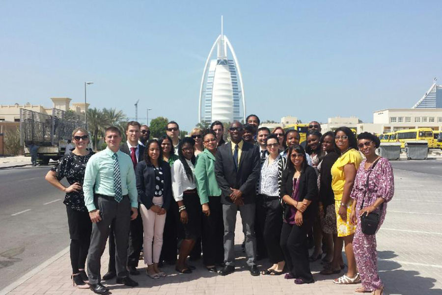 Purdue Northwest Executive MBA students on a study abroad trip to the United Arab Emirates.