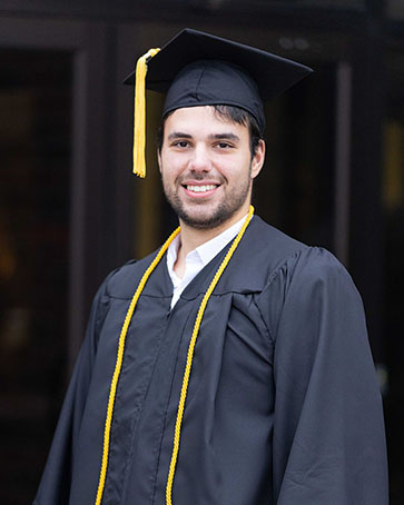 Marcos Diaz Gutieerez in graduation regalia