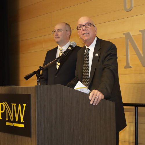 Thomas L. Keon addresses crowd at PNW 2023 Founders Day.