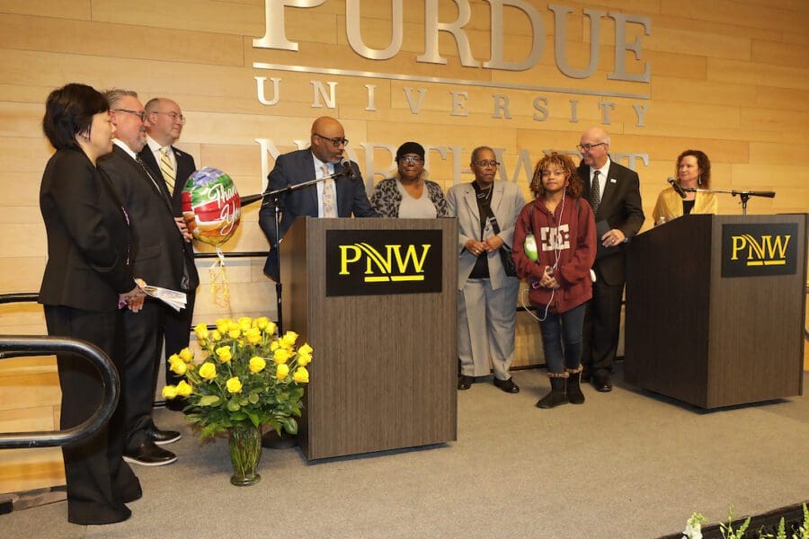 Shontrai Irving speaks at the Founders Day Celebration.