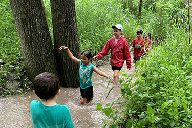 Kids playing in Gabis creek