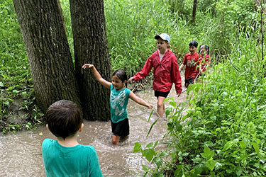Kids playing in Gabis creek