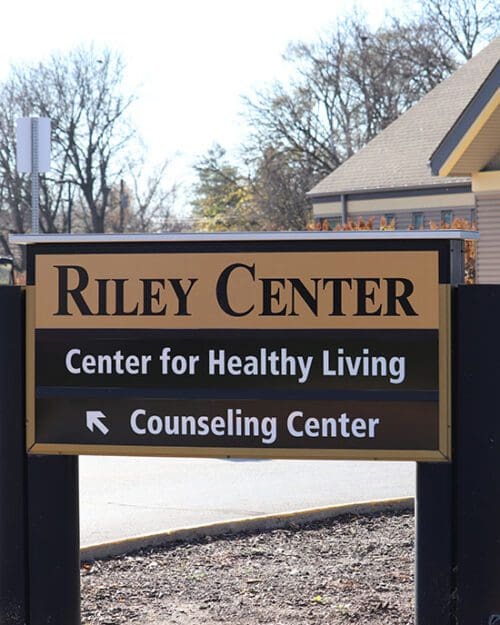 The Riley Center sign