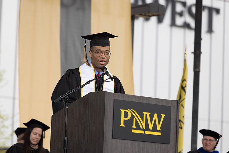 David Bolton speaks at commencement