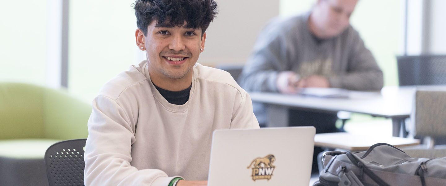 A PNW Westville student in the classroom.