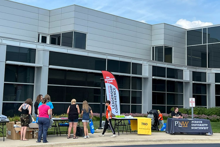 School supply distribution at PNW's Westville campus