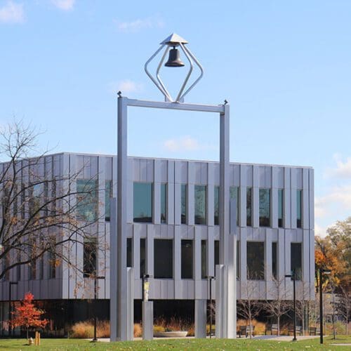 A bell tower on PNW's Hammond Campus