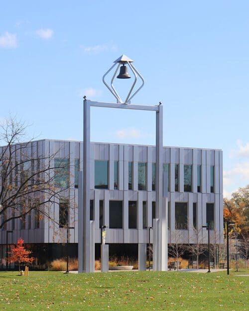 A bell tower on PNW's Hammond Campus