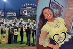 Two photos: Left - Mariachi Monumental De Mexico. Right - Melanie