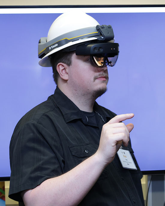 A CIVS researcher wears a hard-hat.