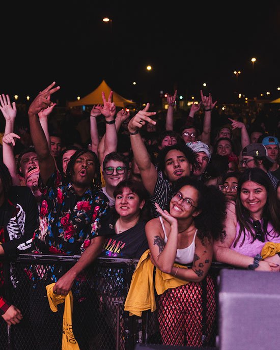 A group of people during Roaring Loud