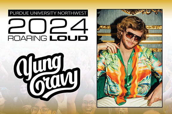 Graphic: 2024 Roaring Loud featuring Yung Gravy. Yung Gravy is featured on the right half of the graphic.