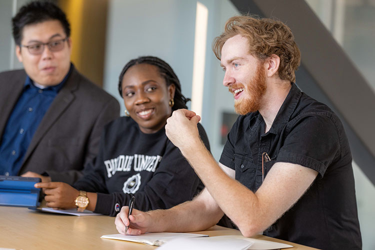 PNW students speak in the clasroom