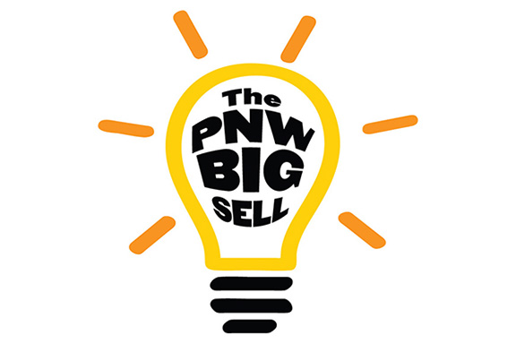 An illustrated lightbulb with text at the center: The PNW Big Sell.
