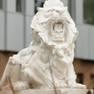 A lion on the PNW Hammond Campus