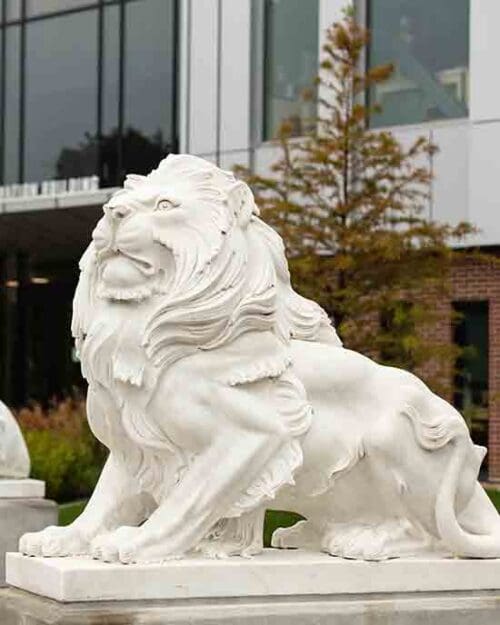 A lion statue on the PNW Hammond Campus