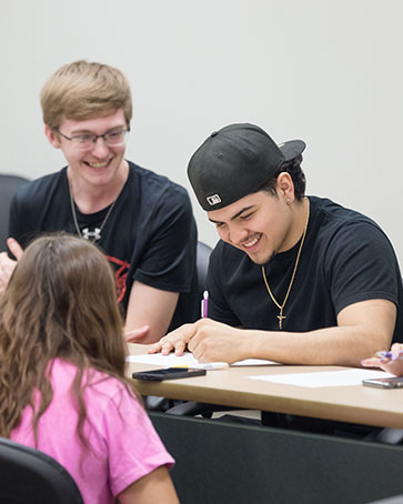 Students in a business classroom