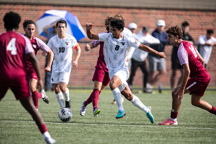 PNW men's soccer player during a game