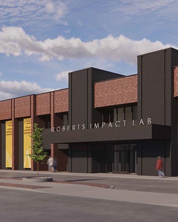 An illustrated rendering of Purdue University Northwest's Roberts Impact Lab.