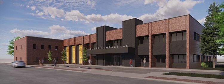 An illustrated rendering of Purdue University Northwest's Roberts Impact Lab.