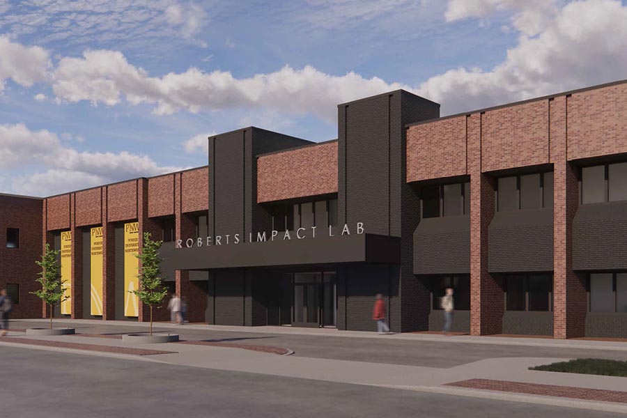An illustrated rendering of Purdue University Northwest's Roberts Impact Lab.