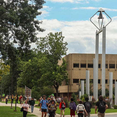 Students walk through the PNW Hammond Campus.
