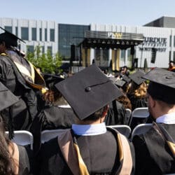 PNW master’s degree candidates are seated during PNW’s 2025 Commencement.